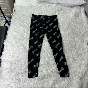 Women’s Black and White Guess Logo Full Length Leggings